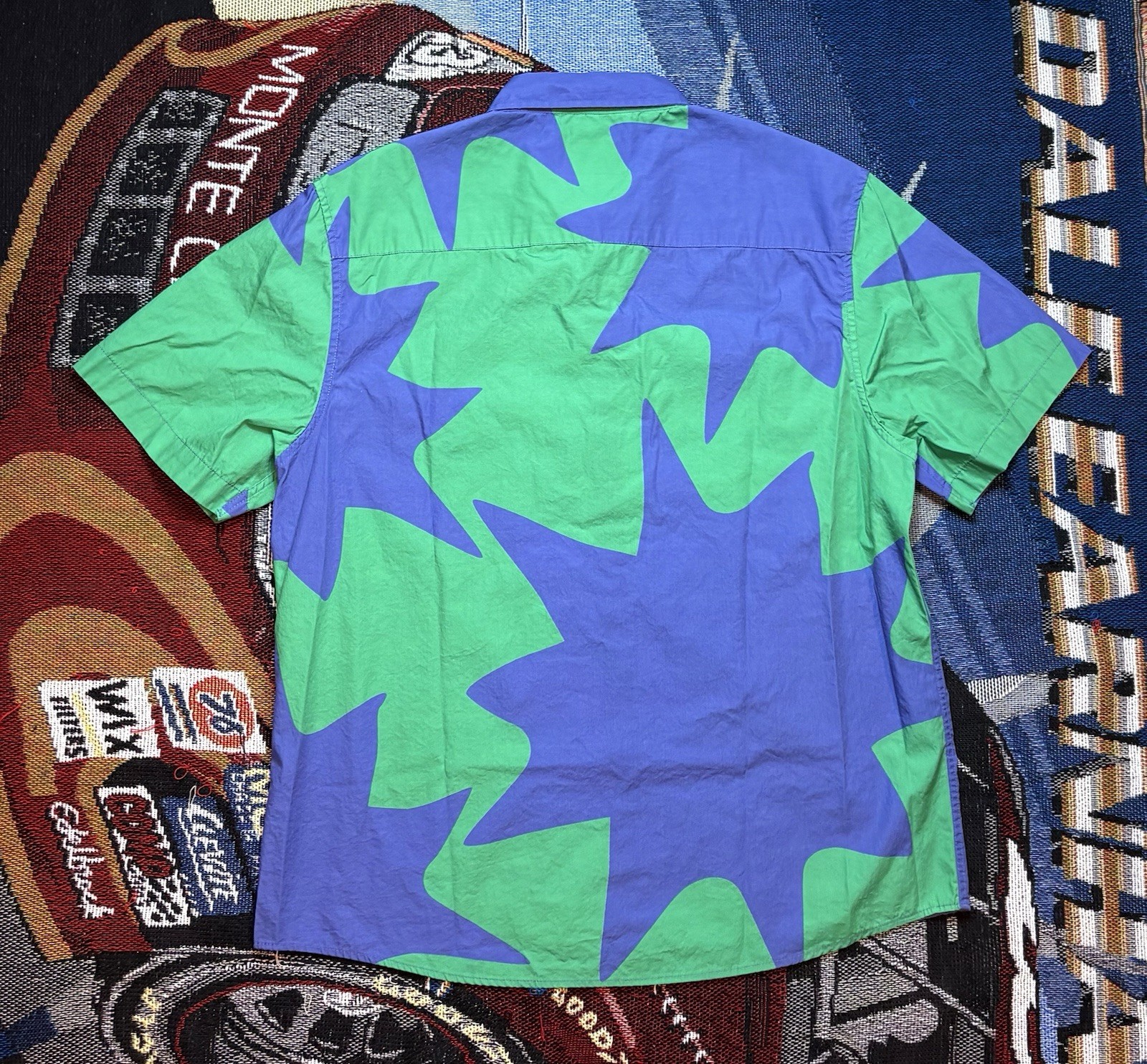 Billionaire Boys Club Shirt Mercury SS Woven Green Blue Button Down Large BBC gallery