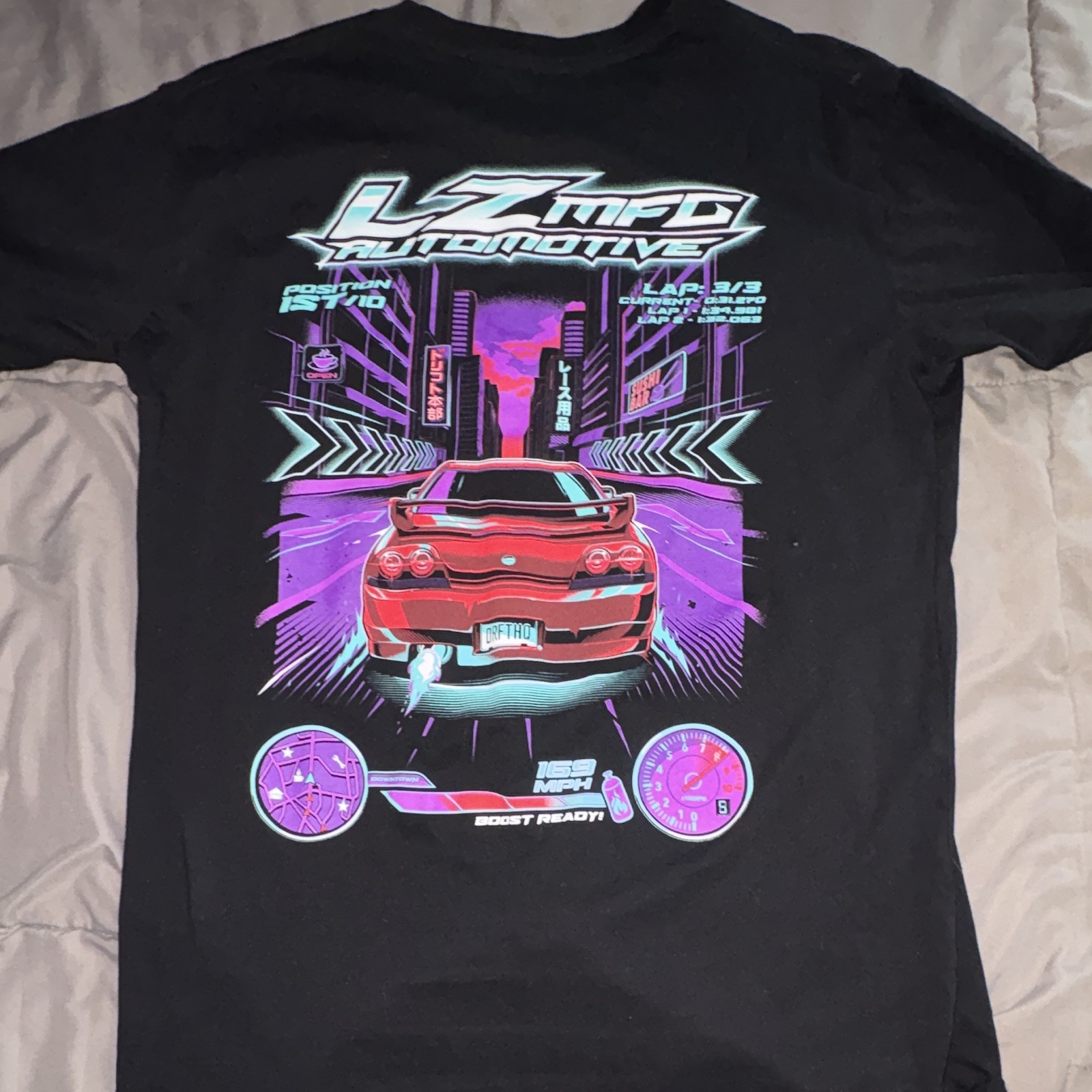 LSTMED Automotive Men's L Black Cars Racing Graphic Logo Cotton Crew Neck Tee gallery