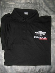 Men’s Polo golf style collared black 3 button Chevrolet Racing design shirt New