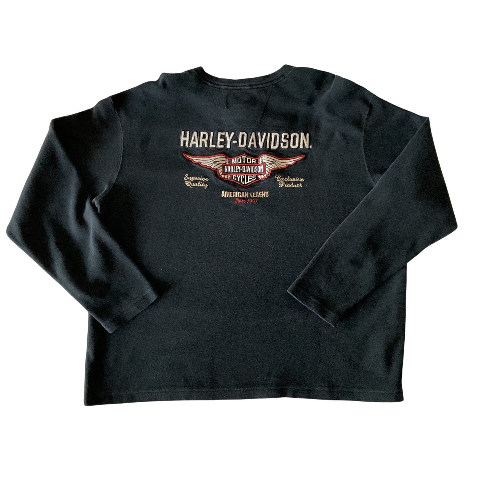 Harley-Davidson Mens Black Waffle Knit Henley American Legend Shirt 99011-07VM gallery