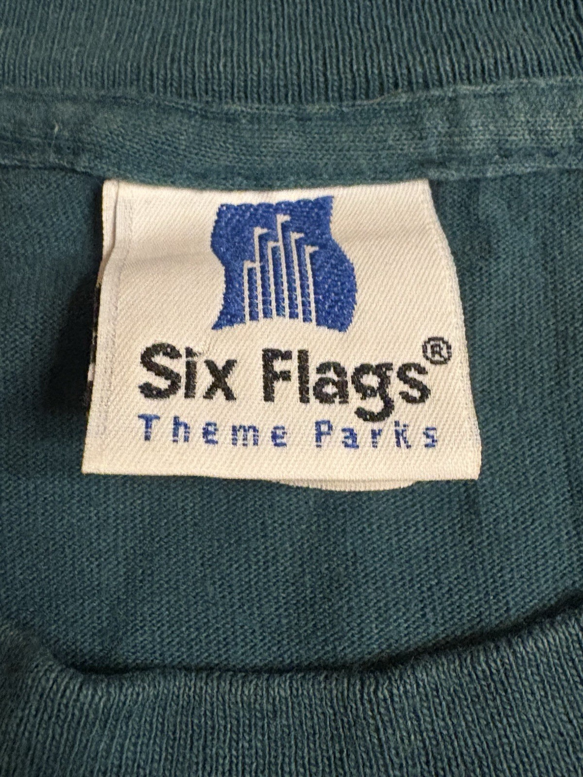 SIX FLAGS Marvin The Martian Single Stitch Shirt Size XL Teal Green Vintage 1998 gallery