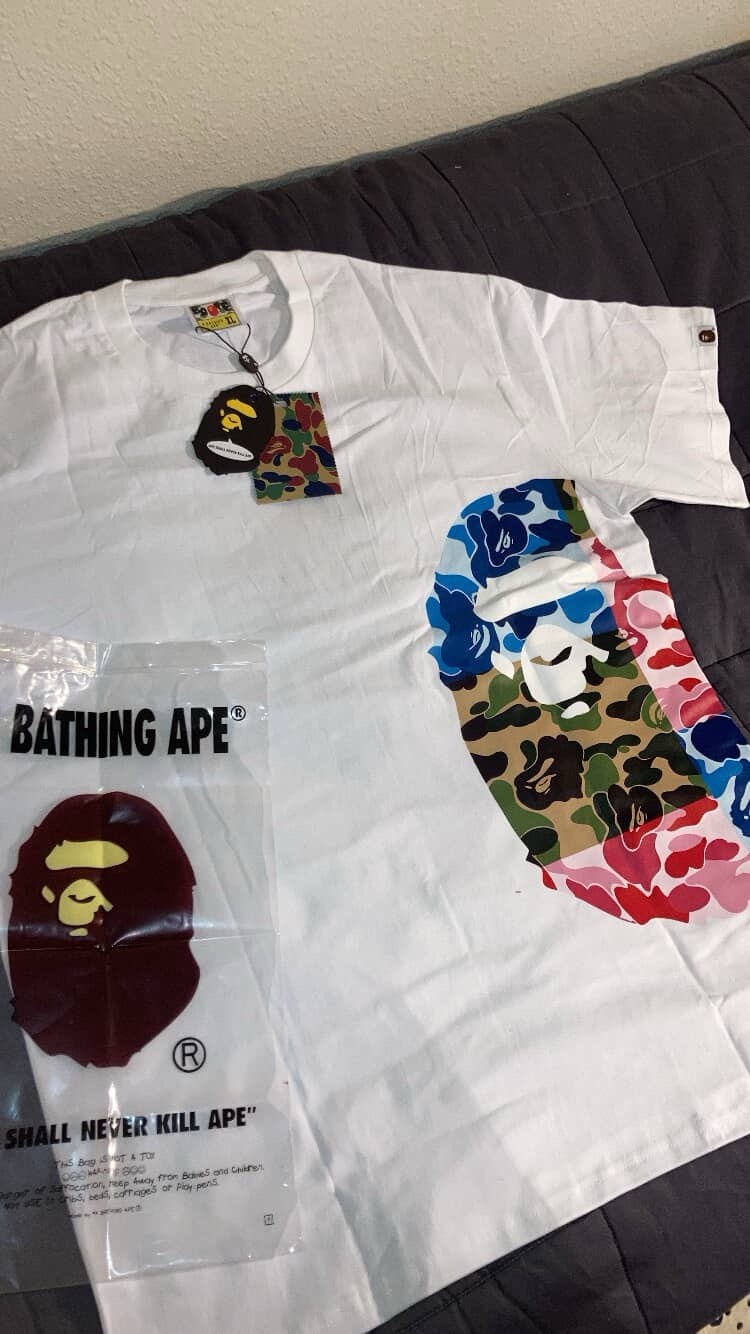A Bathing Ape Ape Head Camouflage White & Black Short Sleeve T-Shirts gallery