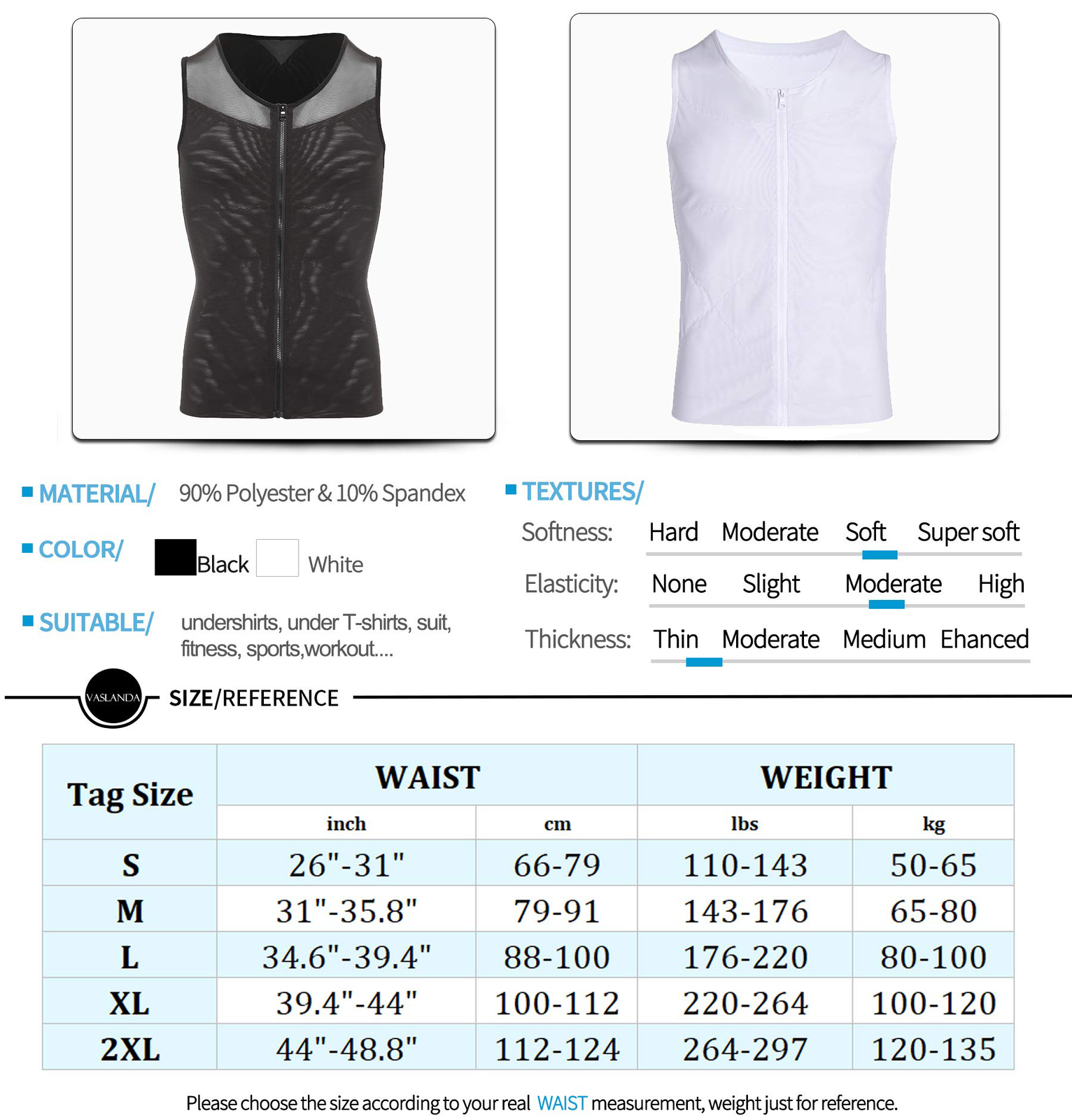 Men's Zipper Body Shaper Toning T-Shirt Ultra Durable Vest Compression Underwear gallery