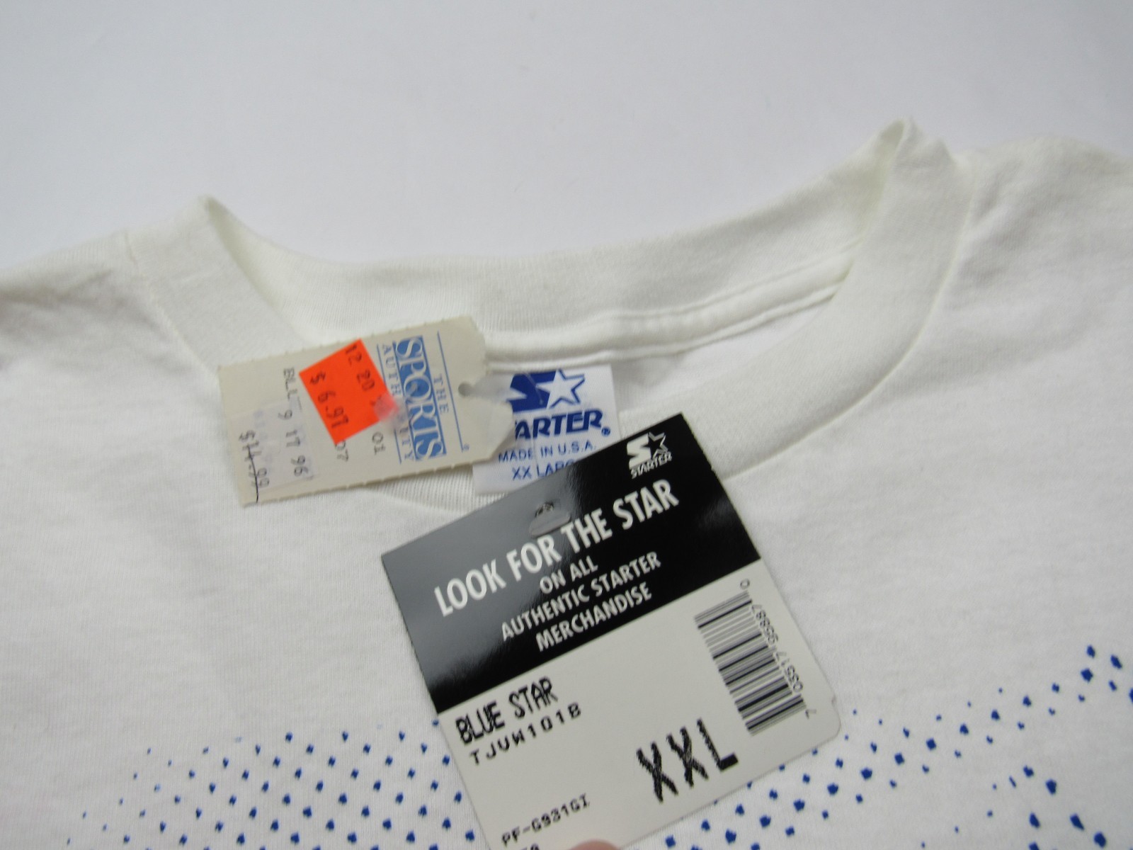 Vtg NOS NWT 90s Starter USA Made T Shirt Single Stitch XXL All Over Print Logo gallery