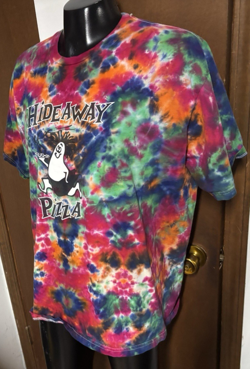 Hideaway Pizza Tiedye 2-sided T SHIRT XXL 2XL Gildan Hammer Colorful Rainbow gallery