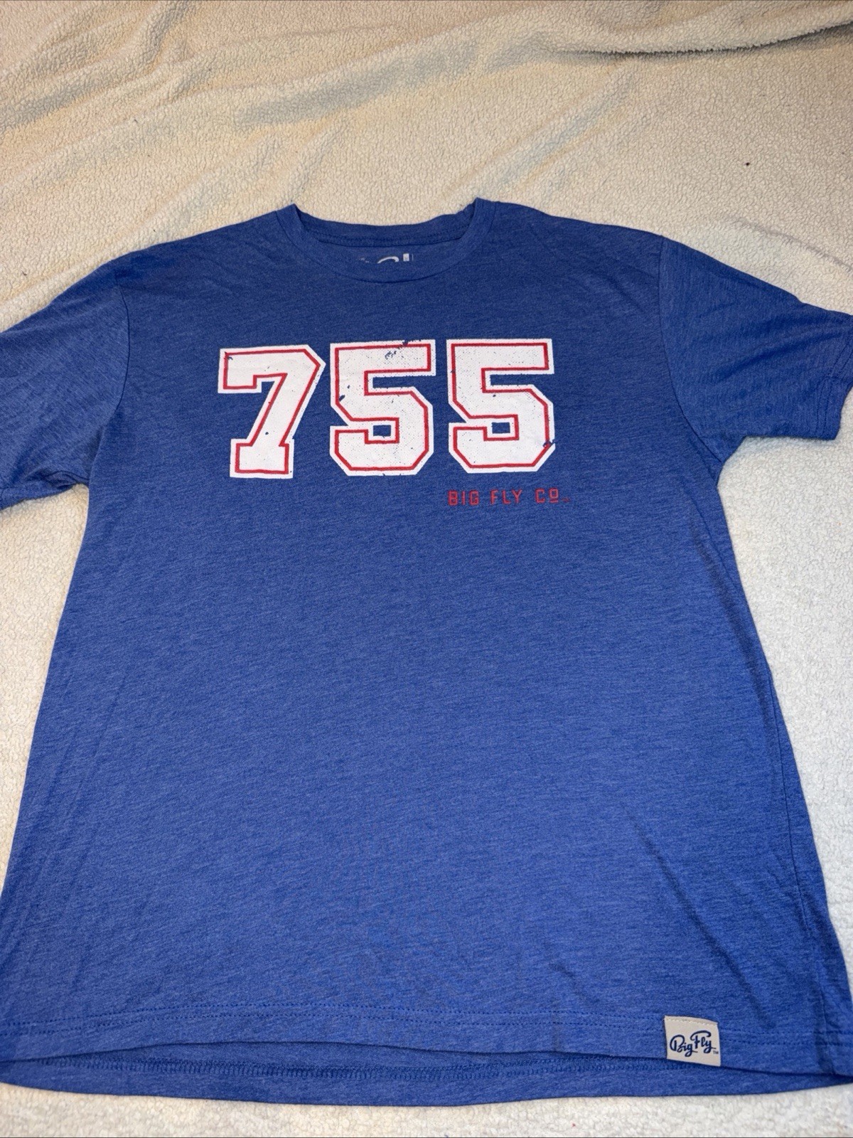 Big Fly Men’s Blue 755 Graphic Logo Crew Neck Short Sleeve T-Shirt Size L
