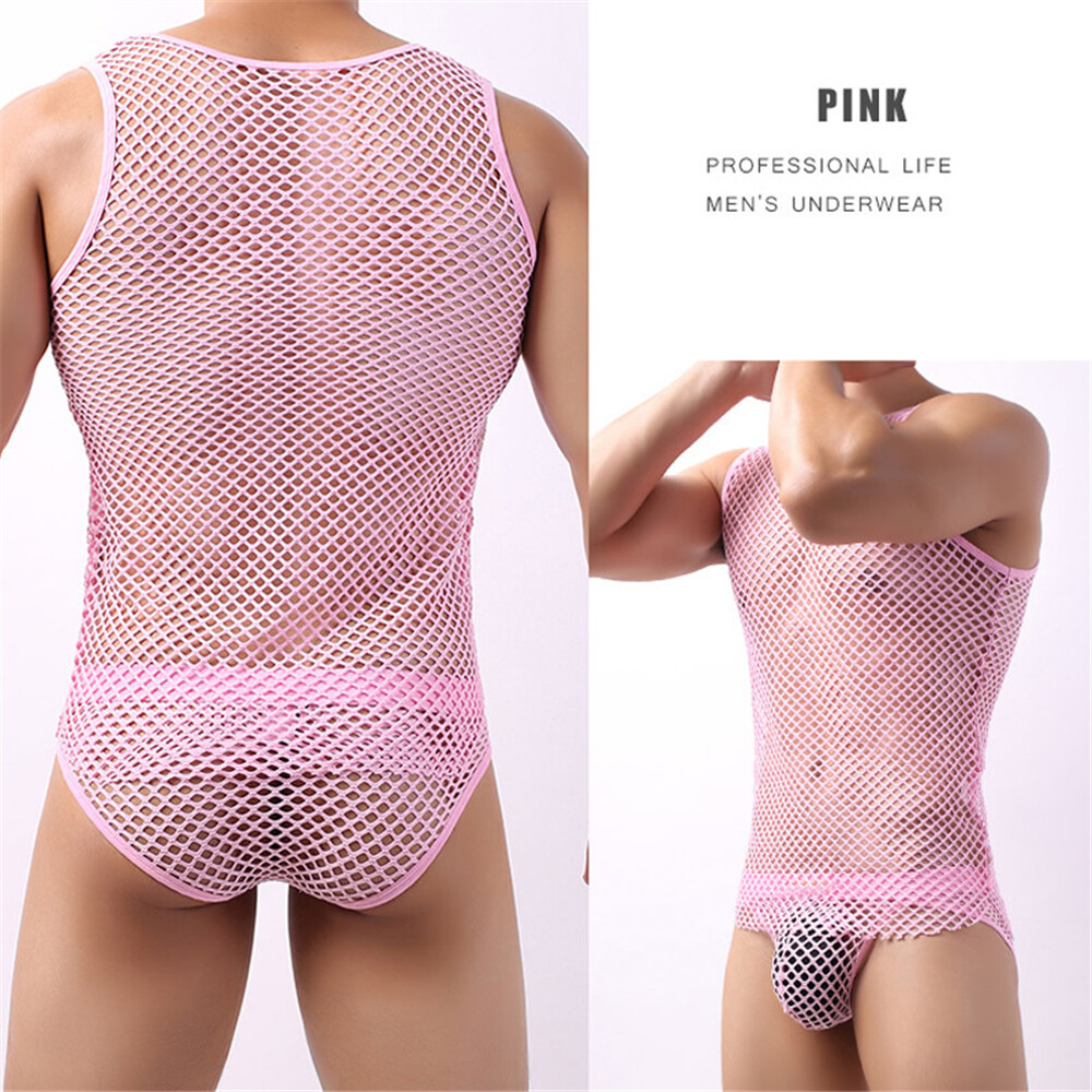 Men Lingerie Tank Top Mesh See Through Fishnet Vest T-Shirt Sleeveless Sport Top gallery