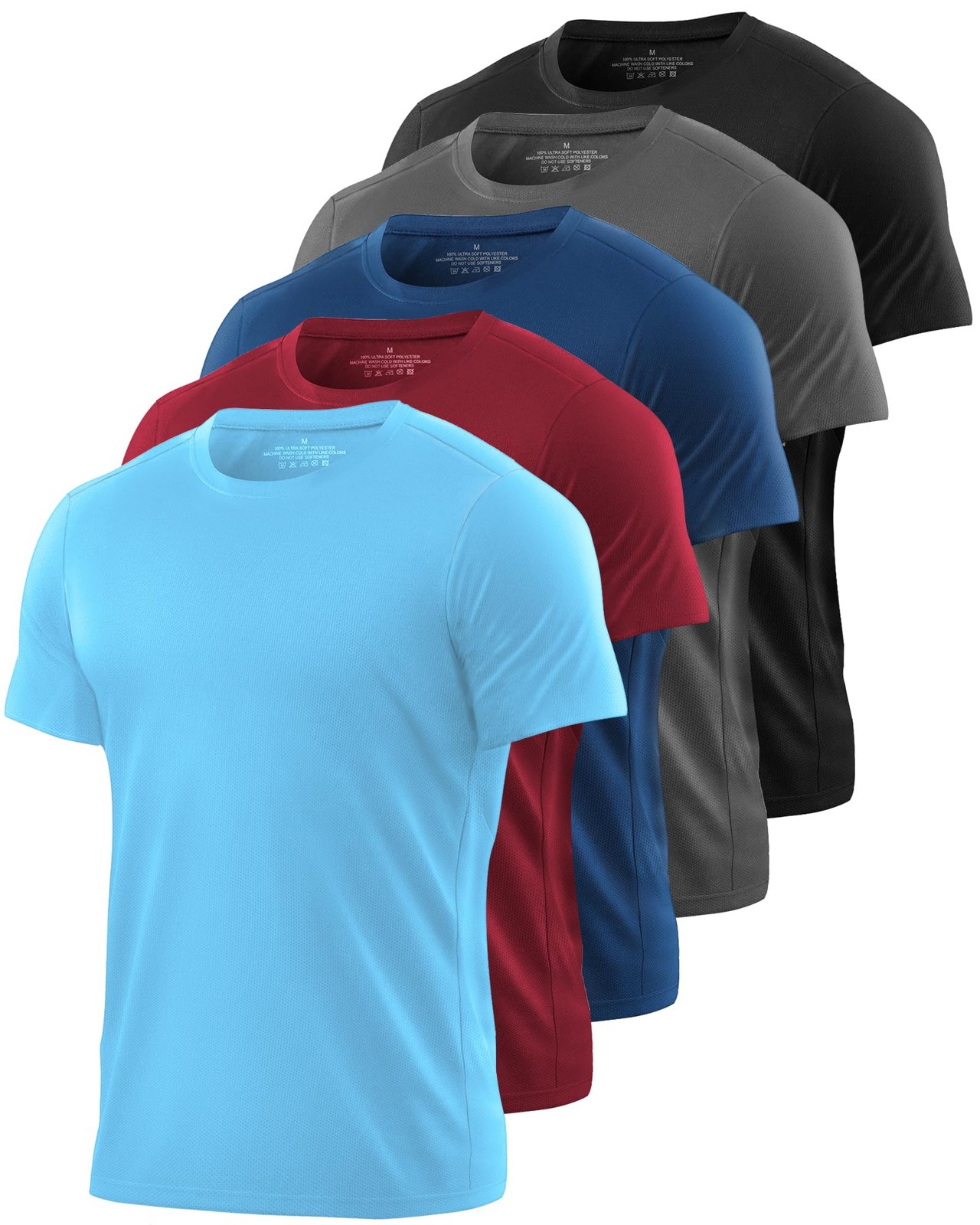 5 Pack Men Mesh Workout Shirts Dry Fit Quick Dry Athletic Tee gallery