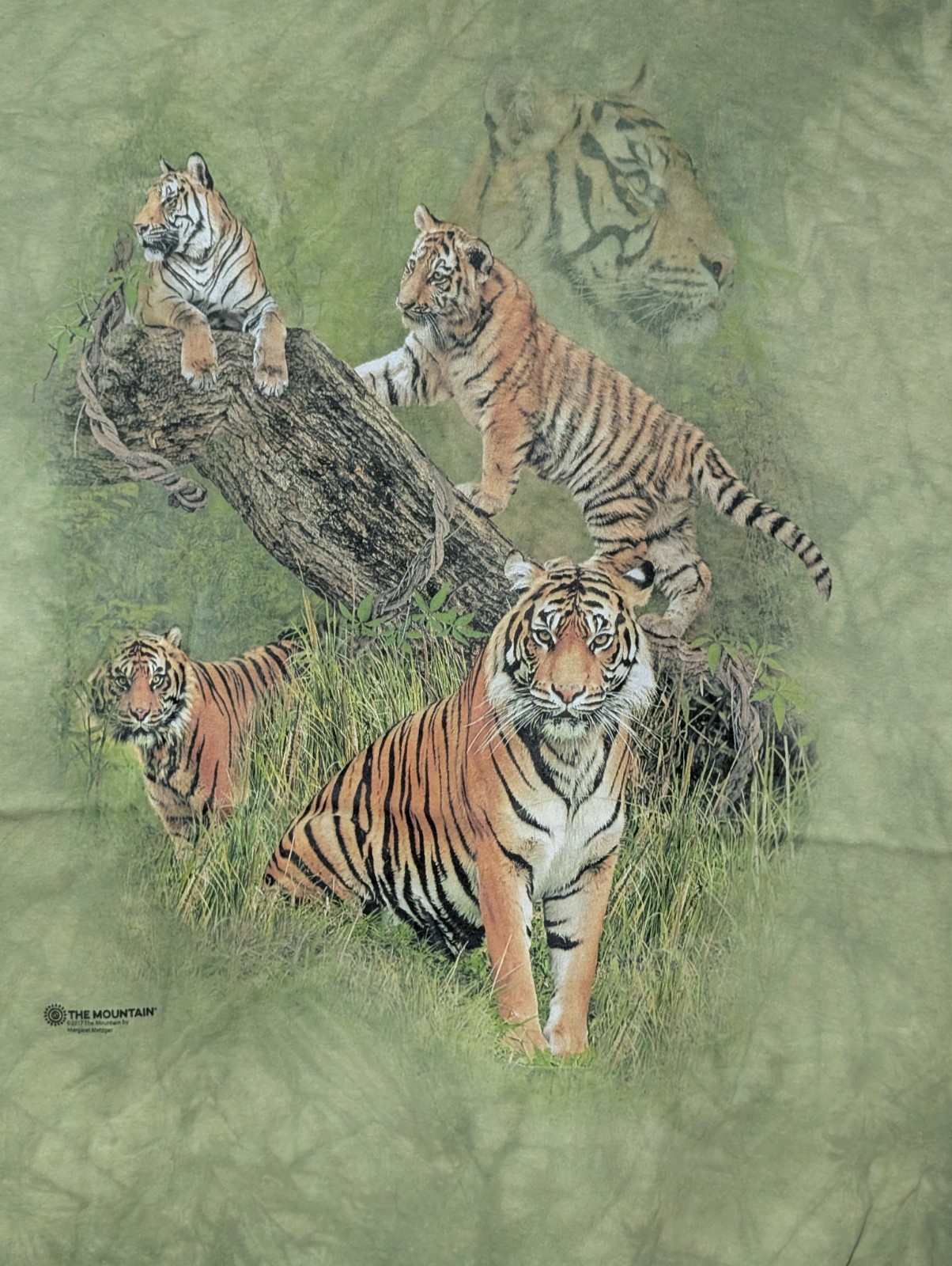 The Mountain Mens T-shirt Green “Wild Tiger Collage” New Logo 2XL #5924