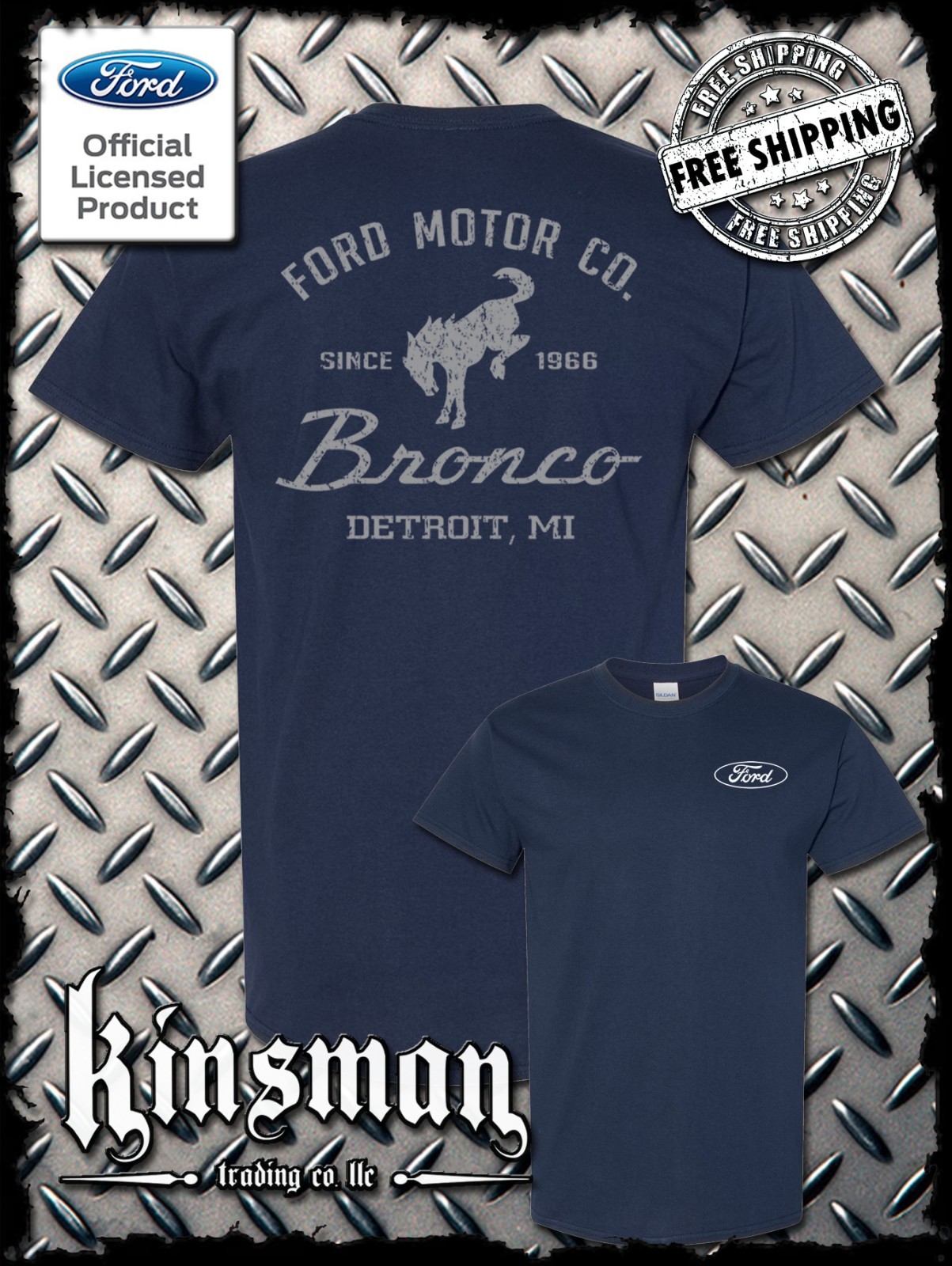 Ford Motor Co Bronco Detroit, MI 2-Sided T-Shirt - Official Licensed Product gallery