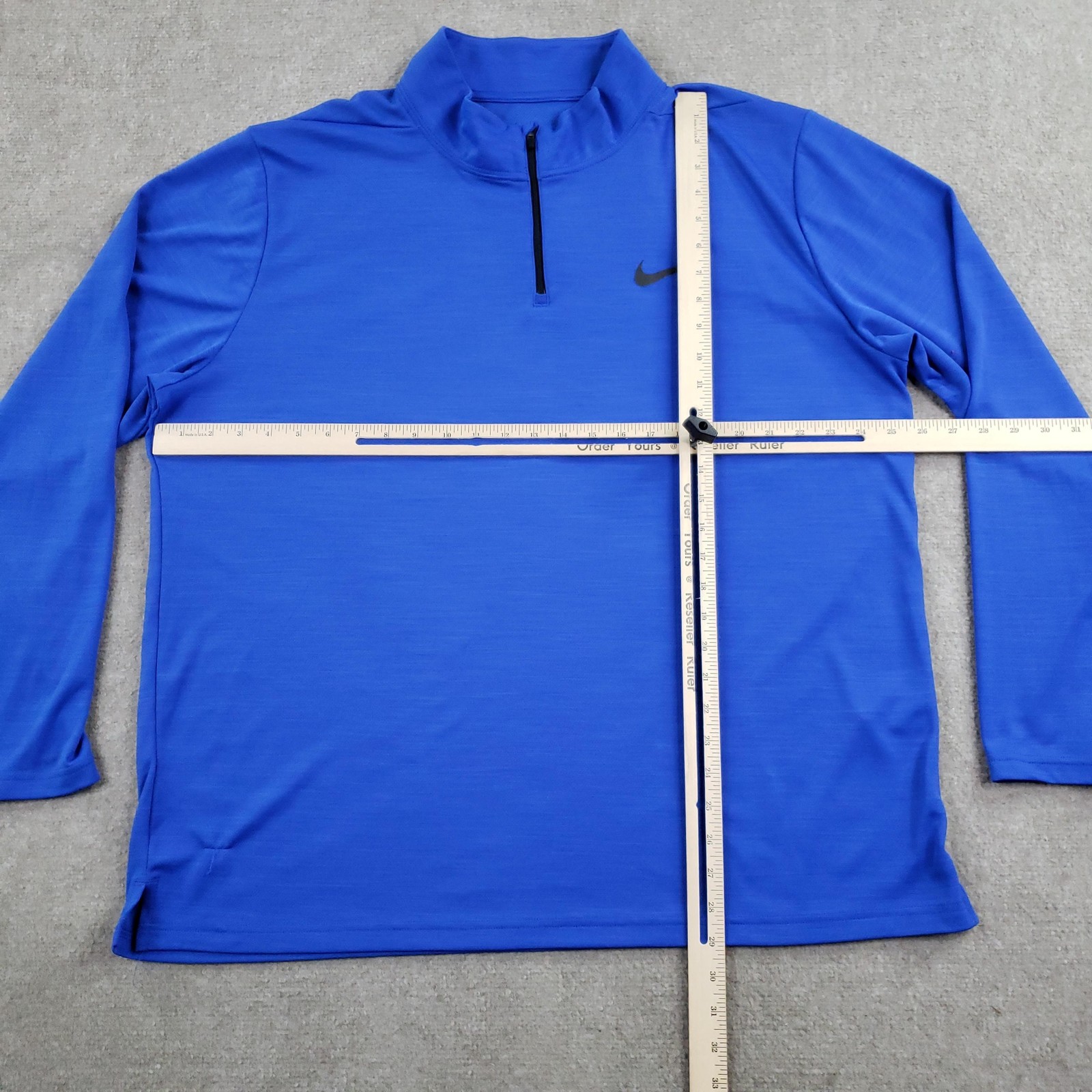 Nike Shirt Mens 2XL XXL Blue Long Sleeve 1/4 Zip pullover Mock Neck Dri-FIT Logo gallery