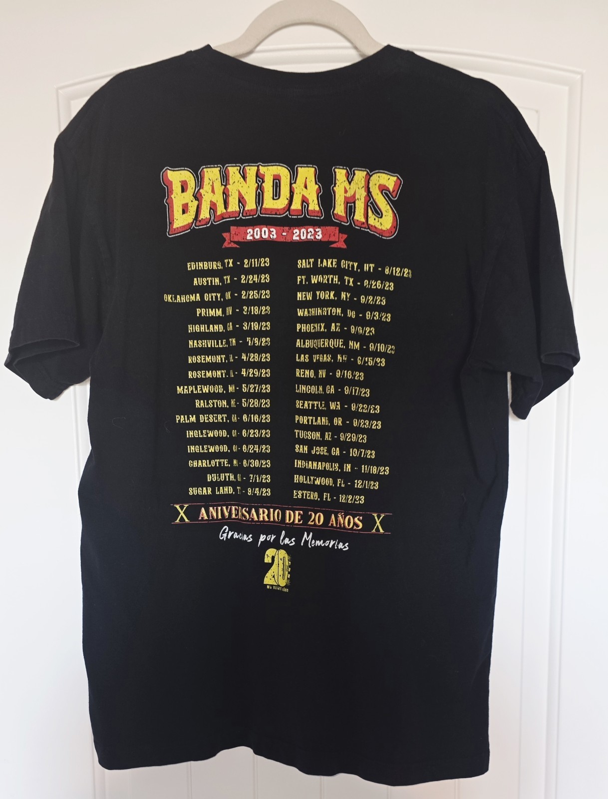 Banda MS "MS20 Tour" Concert Tshirt Size Lg- Mexican Band Celebrating 20 Years gallery