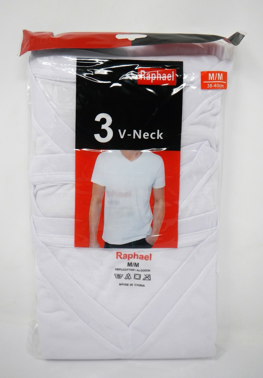Raphael Mens 100% Cotton Tagless Crew V-Neck White T-Shirt Undershirt 6pk Medium