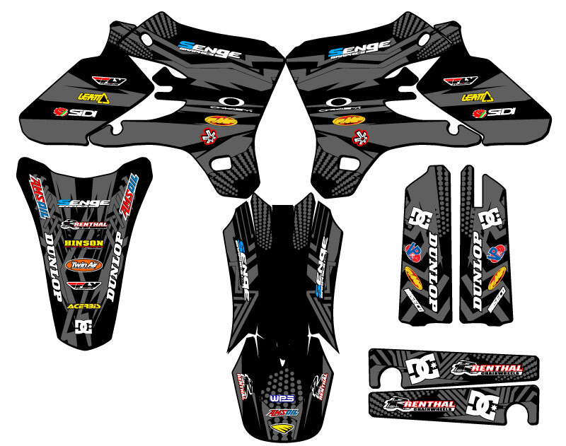 2003-2004 YZ 250 F 4-STROKE MAYHEM Black Senge Graphics Kit Compatible with