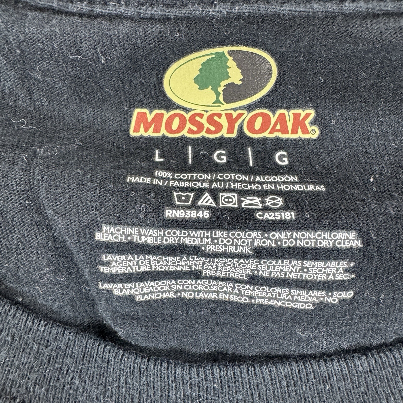 Mossy Oak Men's Black Outdoor Retro Hunting Graphic Tee Shirt Size Large Logo gallery