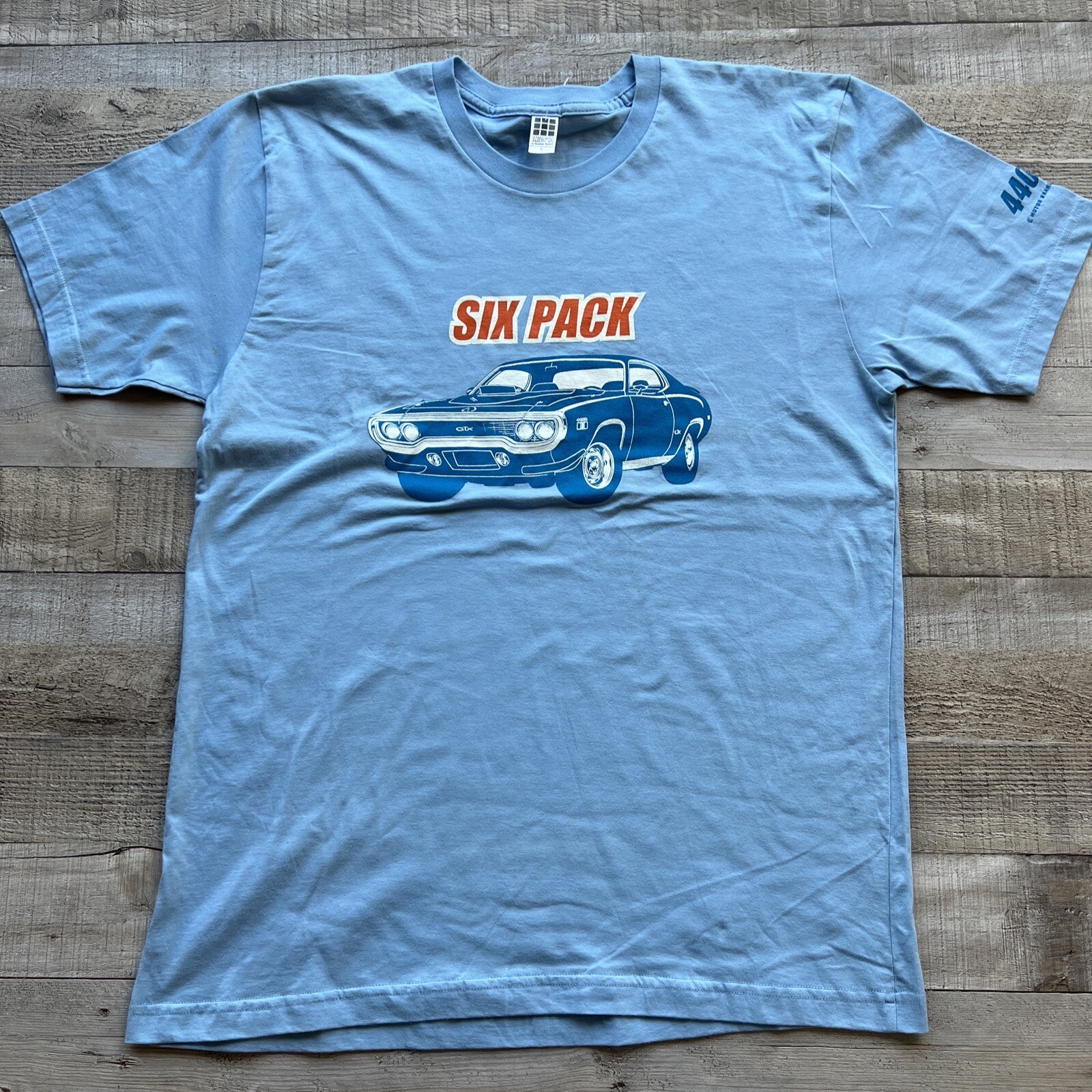 Plymouth Road Runner GTX T Shirt Mens L Blue Six Pack 440 Mopar Muscle Car NWT
