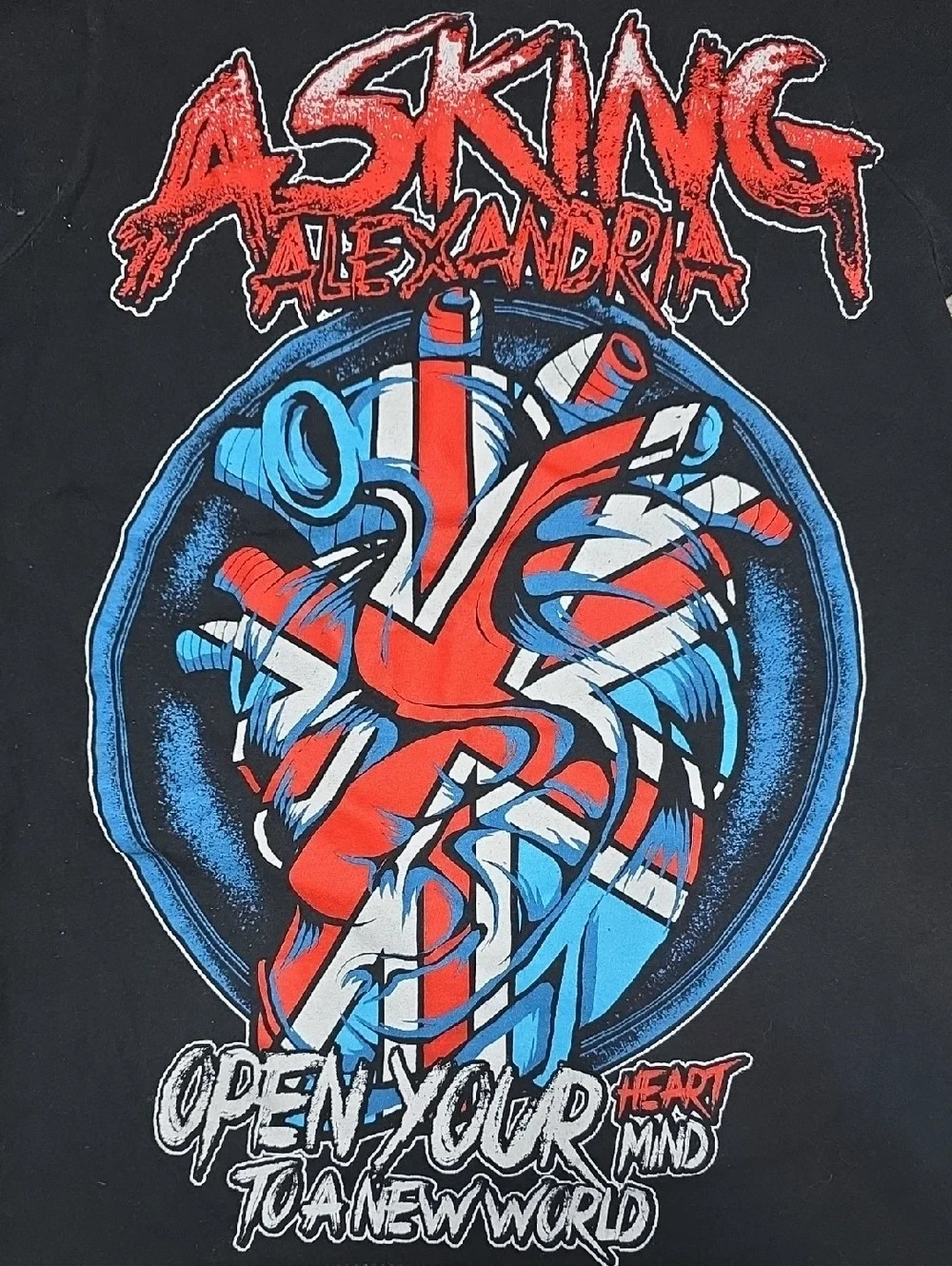 Asking Alexandria | Heart Attack’ Union Jack Heart Graphic Band Tee Sz XS