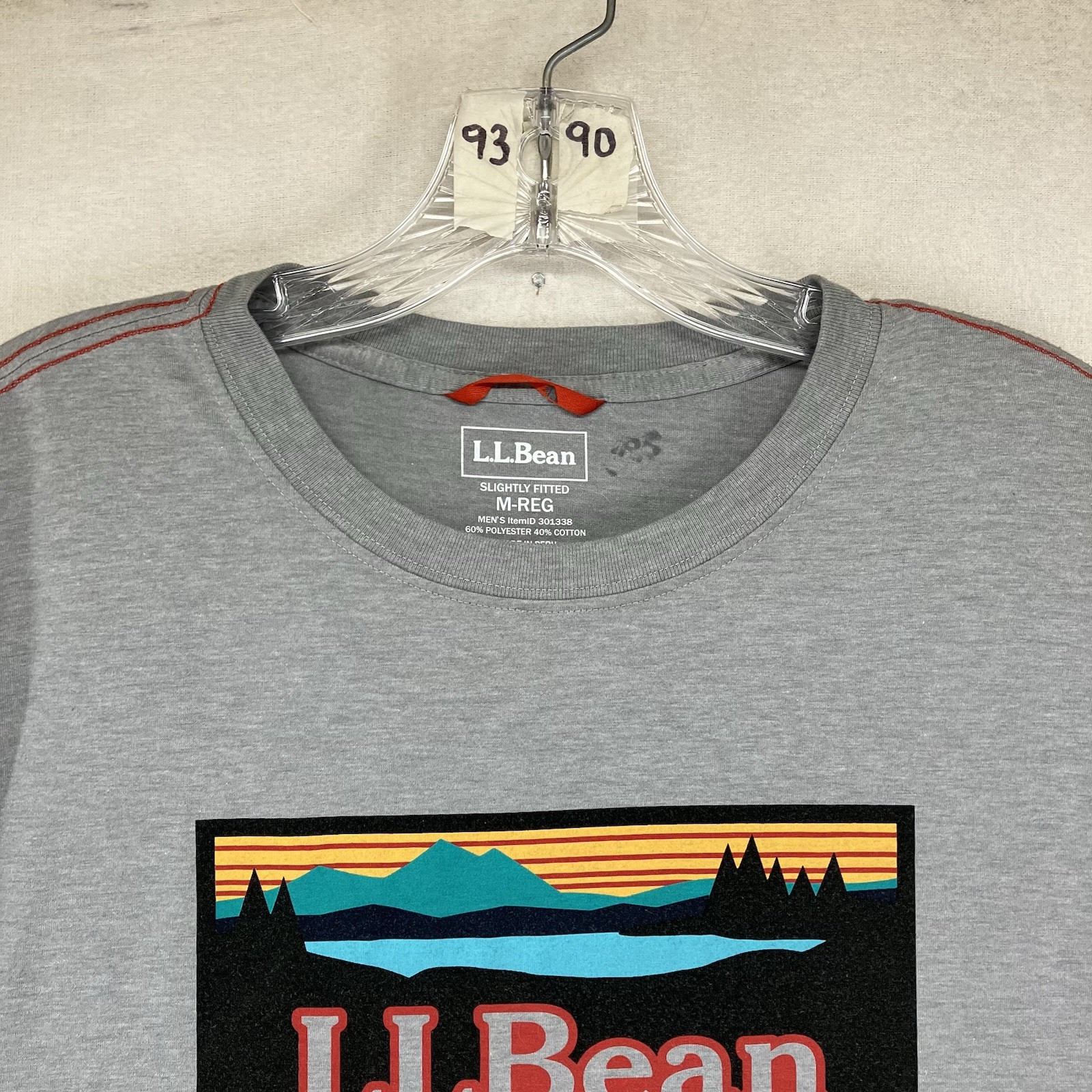 L.L.BEAN Mens Slightly Fitted Graphic T-Shirt Top Medium Grey Thin Lightweight gallery