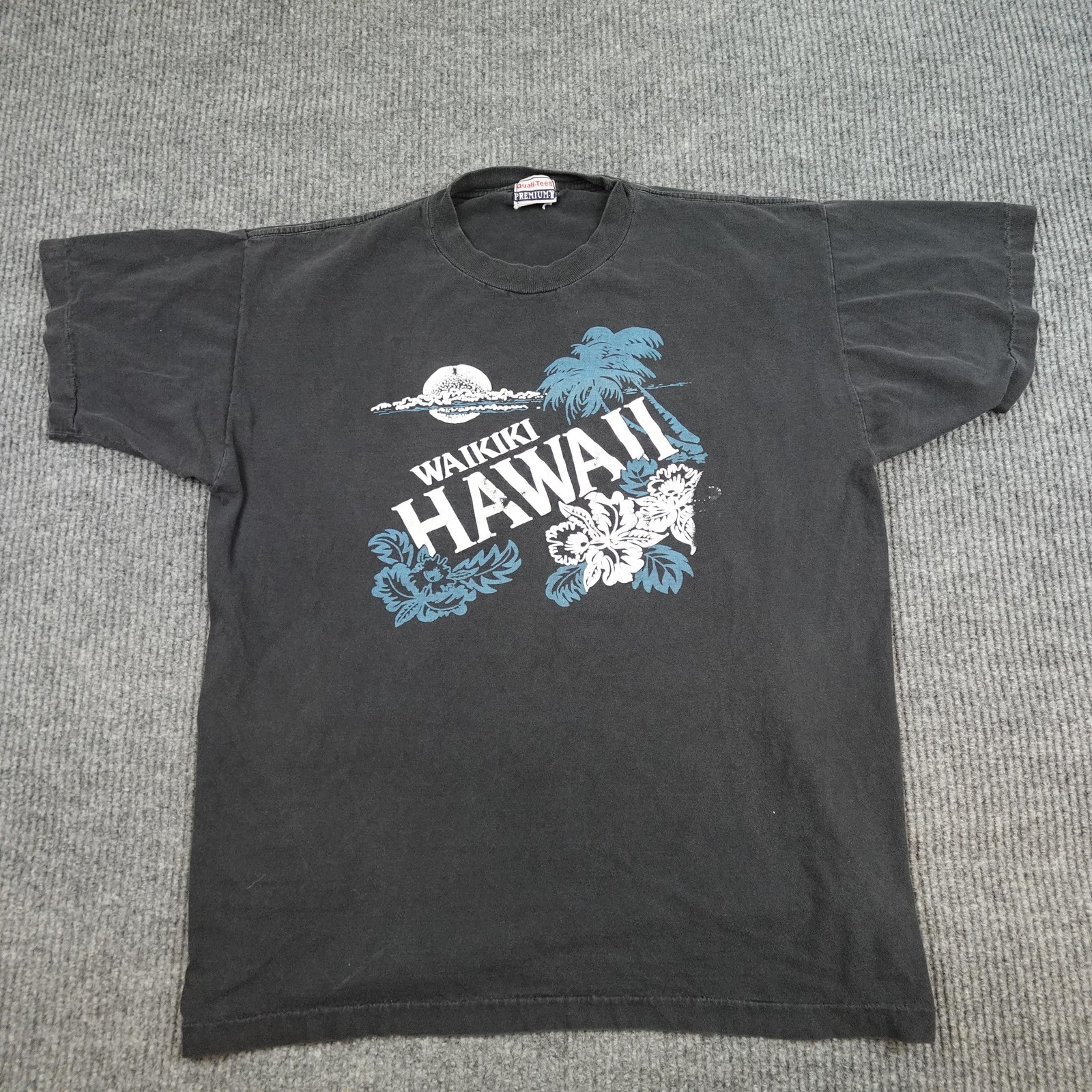 Vintage Waikiki Hawaii Shirt Mens XL Black Hawaiian Souvenir Single Stitch gallery