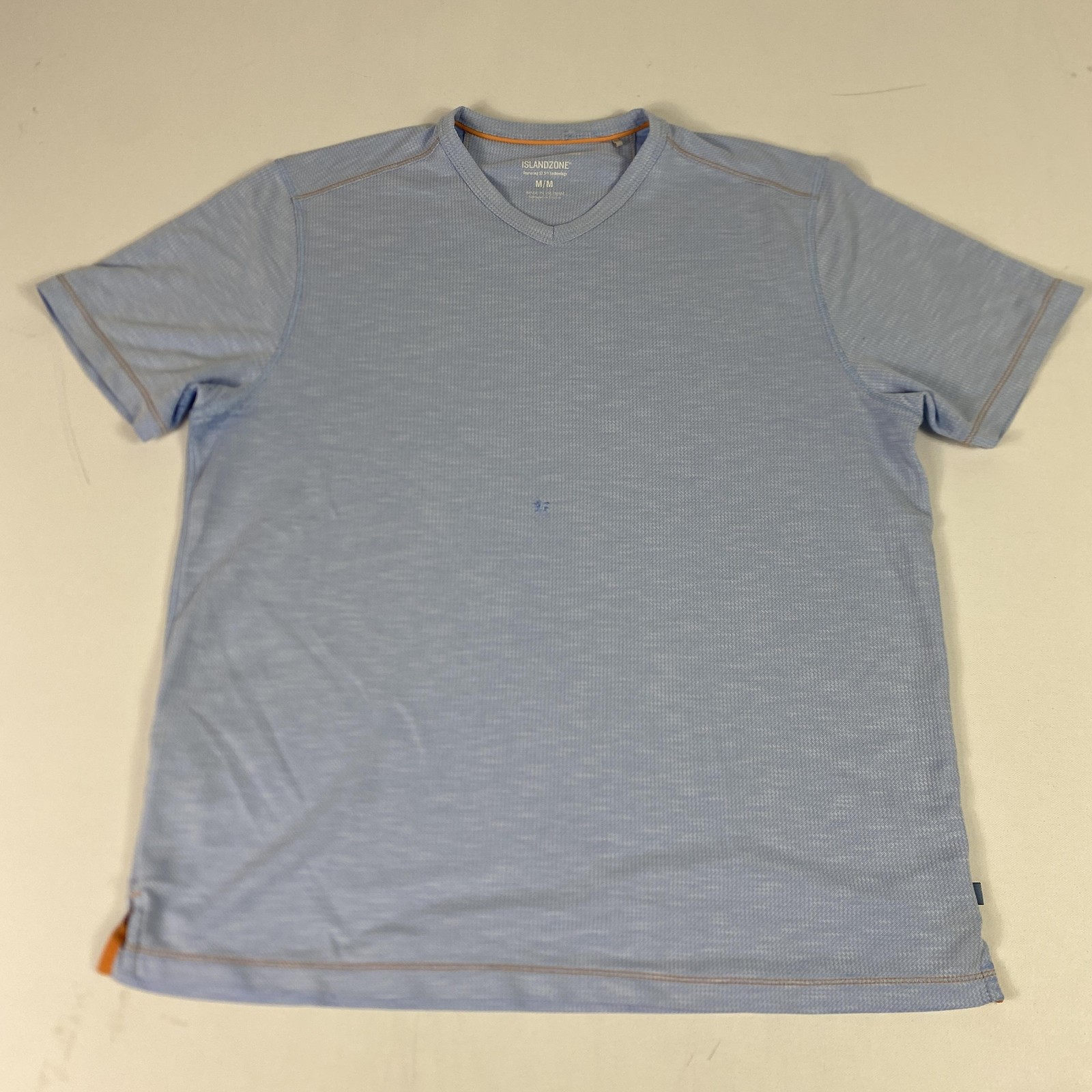 Tommy Bahama Shirt Mens Medium Blue IslandZone V Neck Performance Tee Tagless