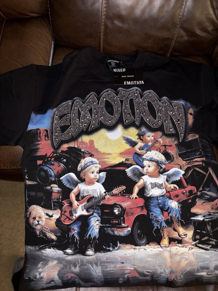 Mixed Emotion Men’s XL Black Rock Graphic Print Crew Neck T-Shirt