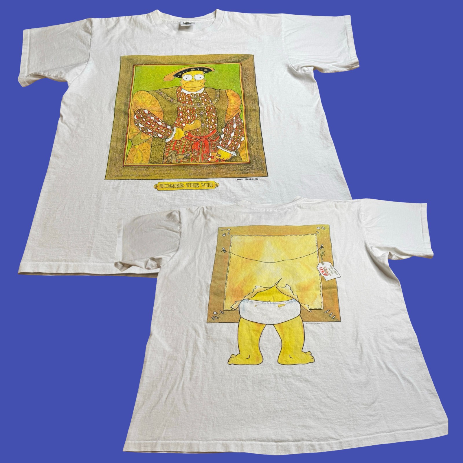 1995 The Simpsons Homer The VIII King T Shirt White 2 Sided Cartoon Vintage gallery