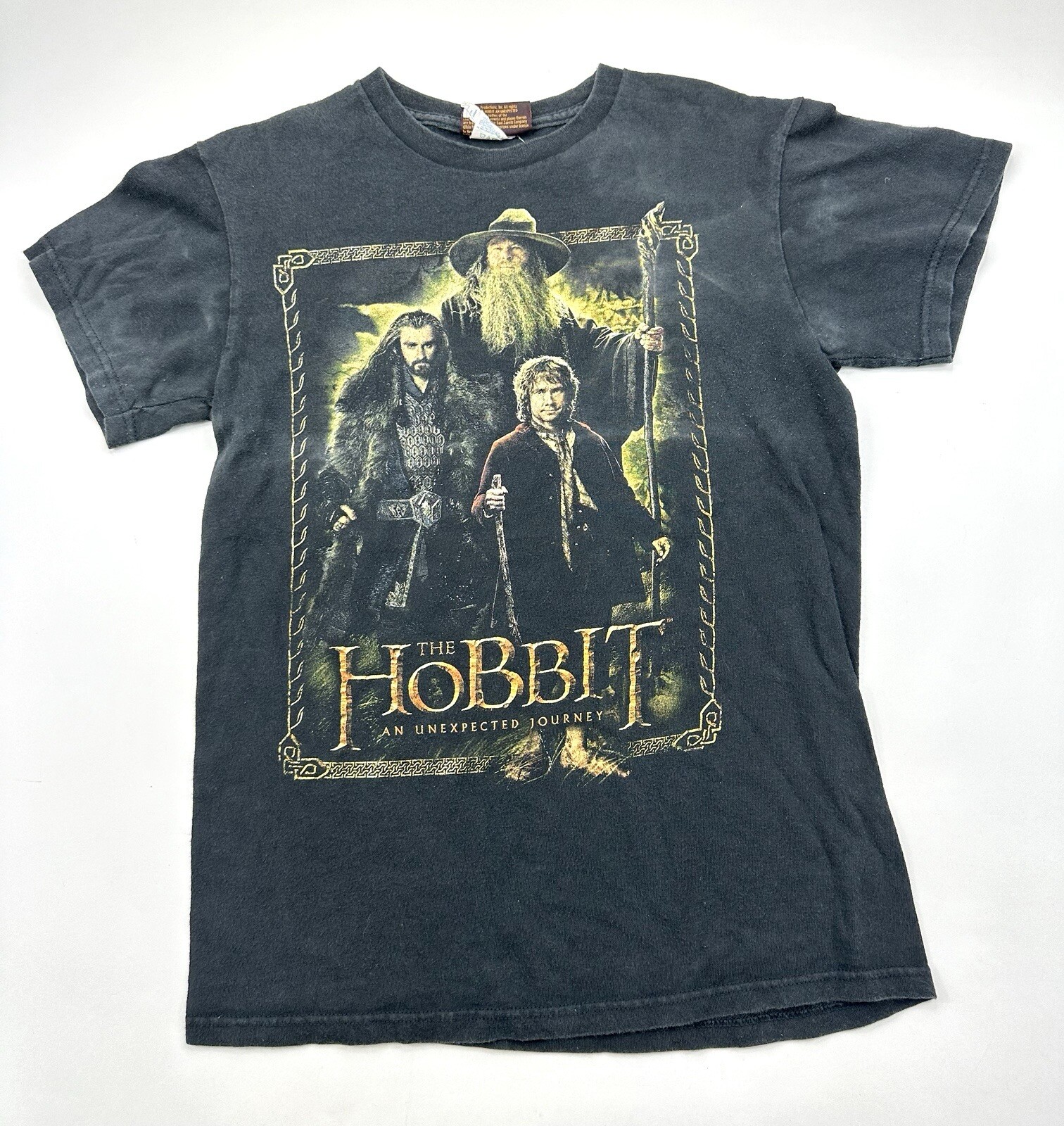 The Hobbit Movie Promo T Shirt An Unexpected Journey Sz Small Black LOTR Gandalf