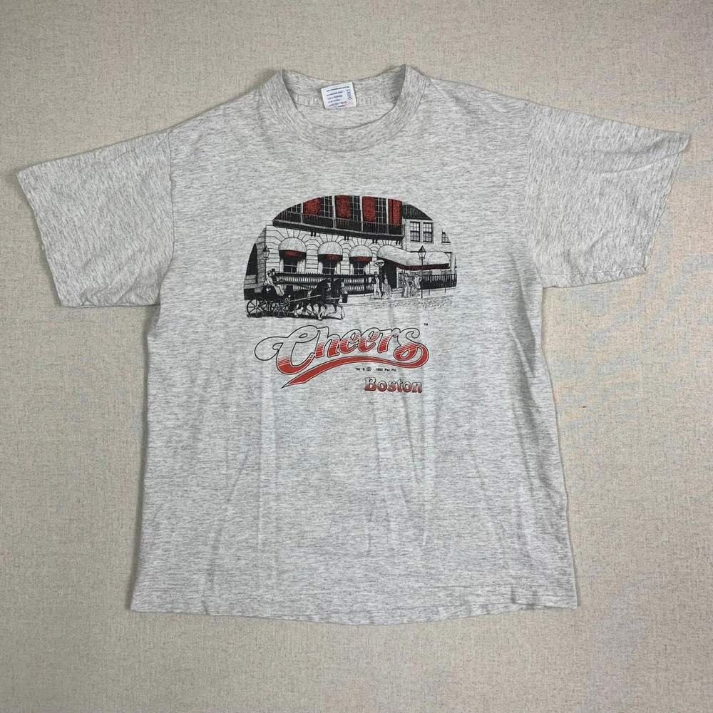Cheers Boston TV Show Single Stitched T-Shirt L 90s Vtg Grey