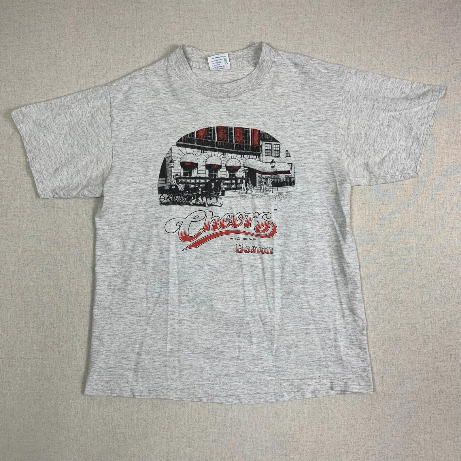 Cheers Boston TV Show Single Stitched T-Shirt L 90s Vtg Grey