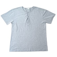 Sunspel England Mens Medium Grey Cotton Short Sleeve Henley T-Shirt