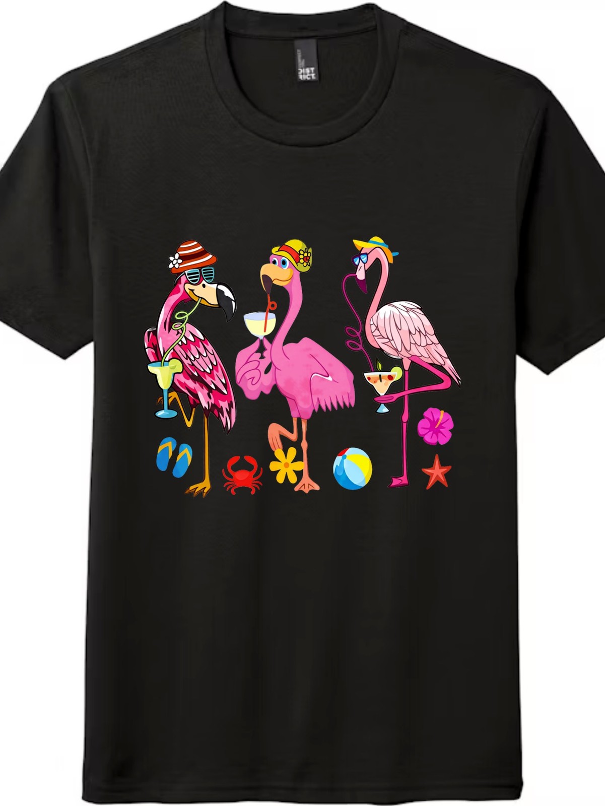 Unisex Beach Flamingo Party Cartoon T-Shirt-Summer Drink Cocktail Graphic Tees gallery
