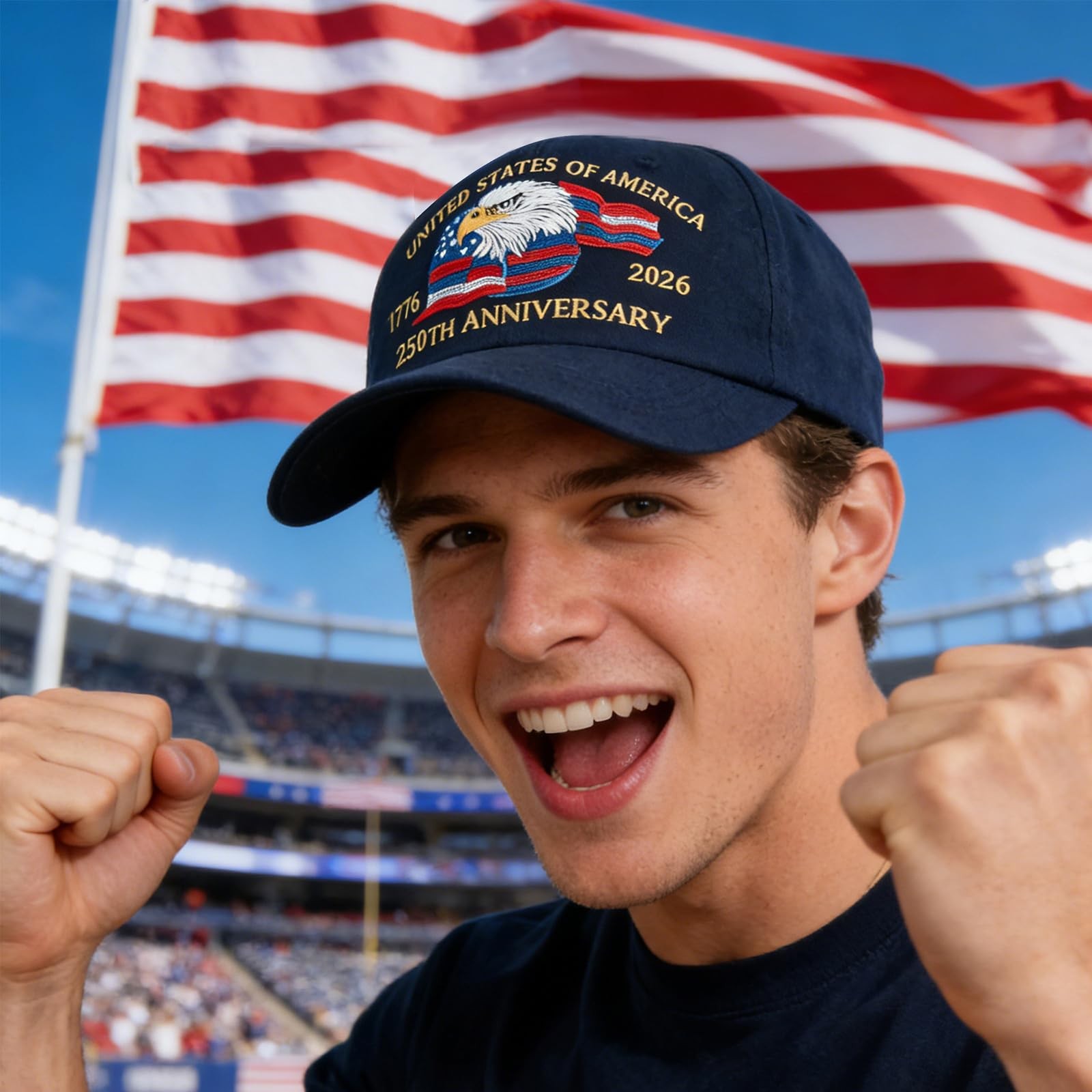 250th Anniversary USA Hat, Eagle & Flag Embroidered United States 250 Year Am... gallery