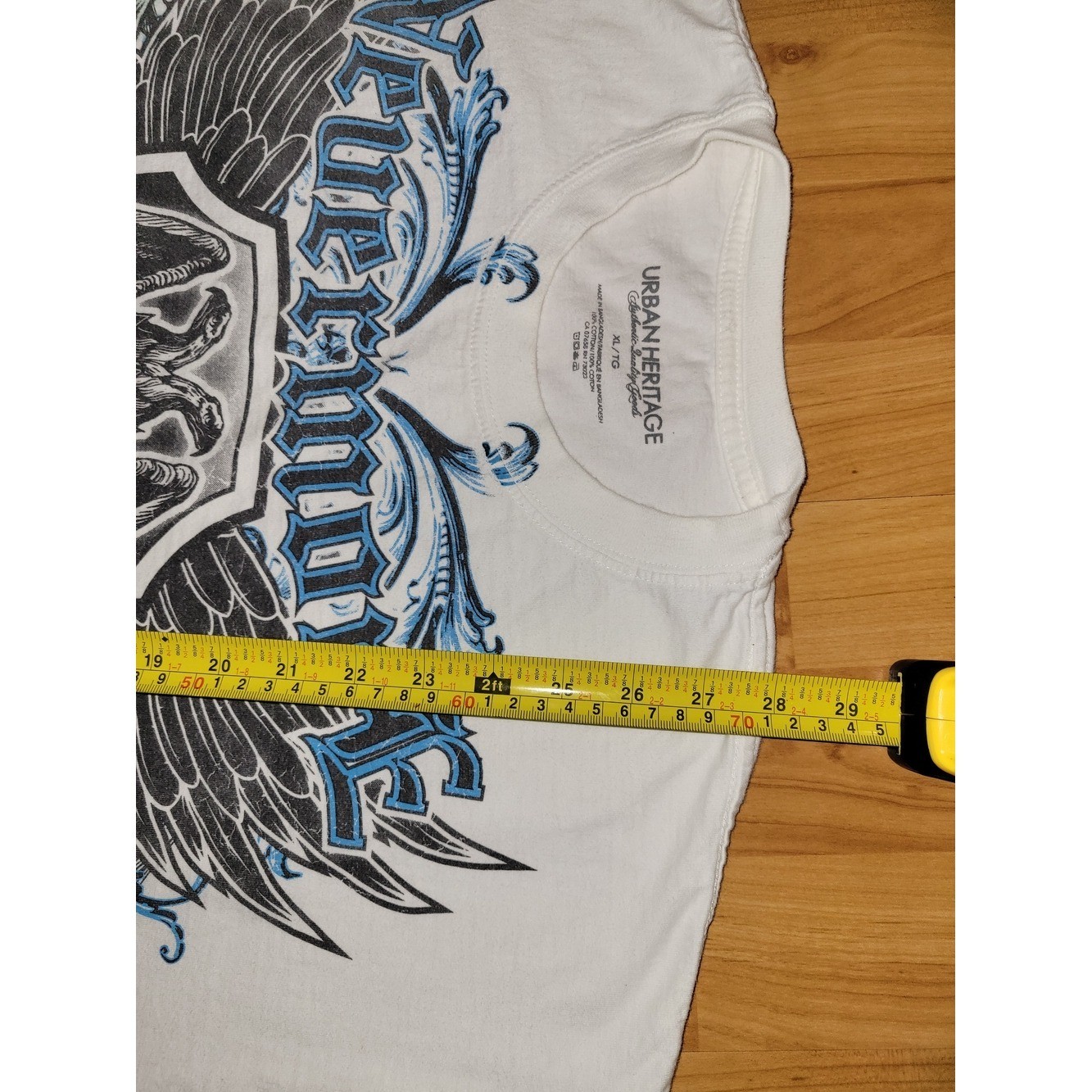 Y2K Urban Heritage Bold Blue And Black Grunge Eagles Wings Nevermore Graphic, XL gallery