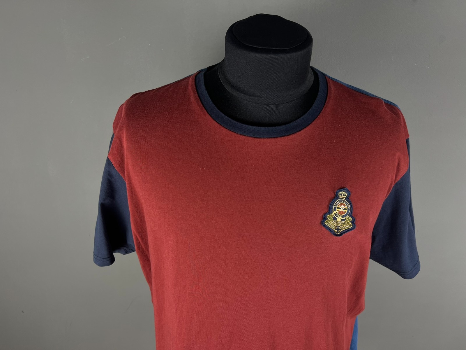 Hackett London T Shirt Men 3XL Heritage Multi Tee Colorblock Crest Red Blue gallery