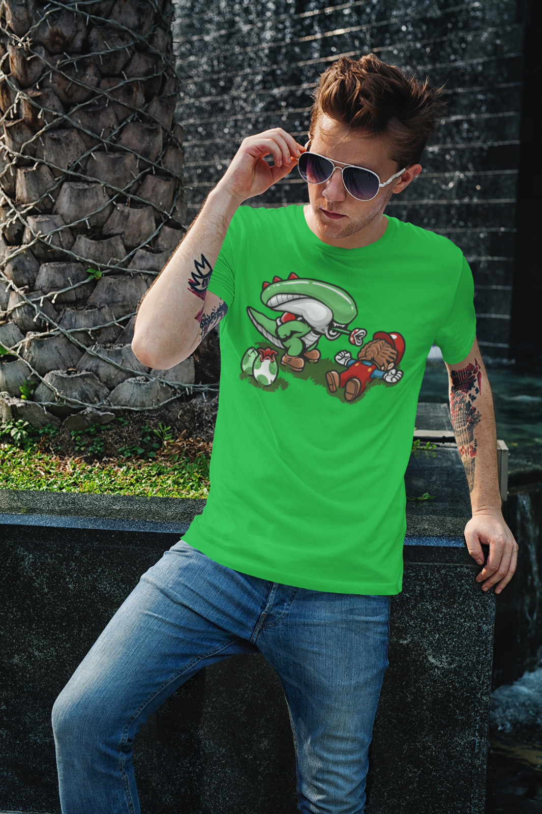 Yoshi Super Mario Bros. T-Shirt Mens Unisex Cotton Adult Size Xenomorph Alien gallery