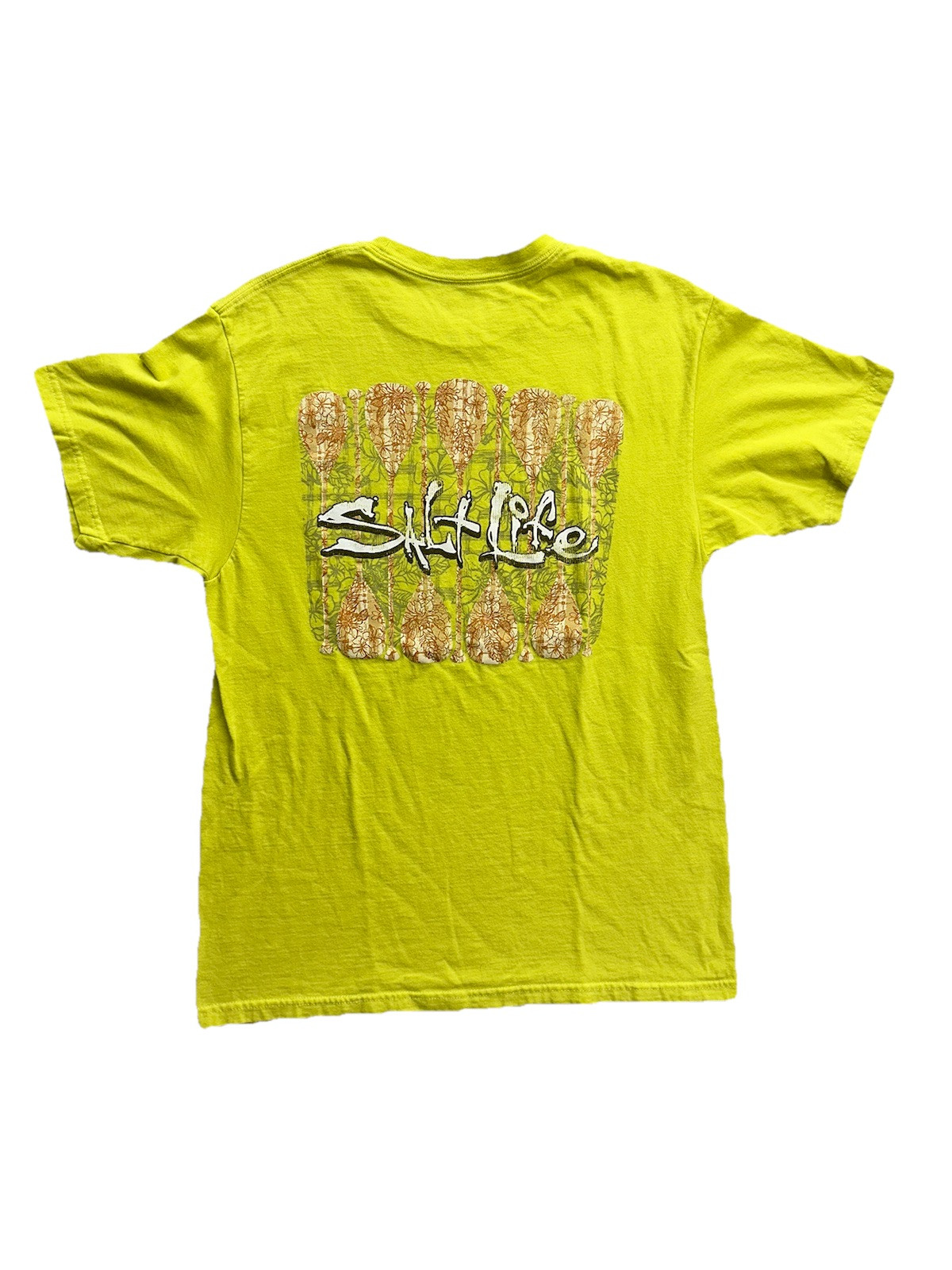 Salt Life Fishing Graphic T Shirt Short Sleeve Adult M Safety Yellow