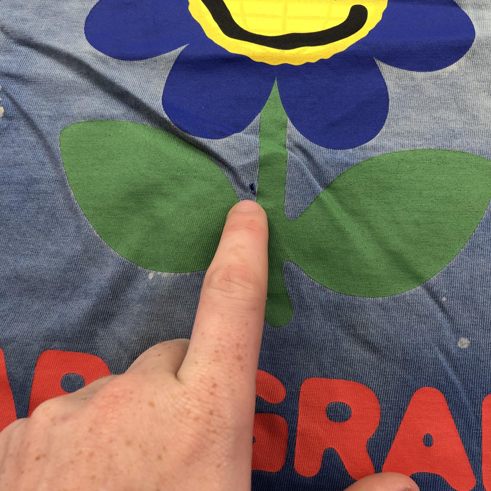 Paragraph Shirt Mens XL Blue Awesome Smiley Flower Double Sided Japan Faded gallery
