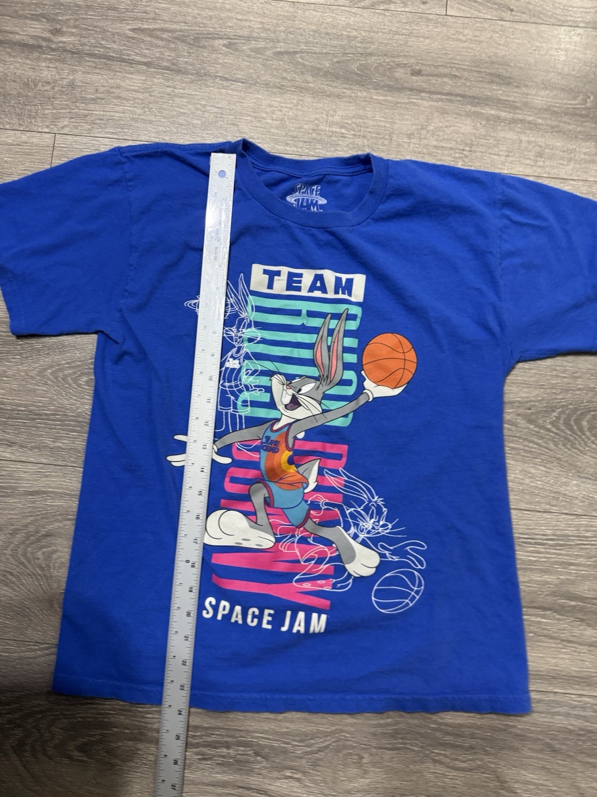 Space Jam Bugs Bunny Looney Tunes Basketball Graphic Blue T-Shirt Men’s XL gallery