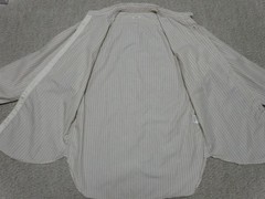 PHIGVEL Beige Stripe Work Shirt with Chin Strap Size M