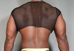 BLACK SPARKLE CROPPED SHORT SLEEVE MESH SHIRT SIZE M