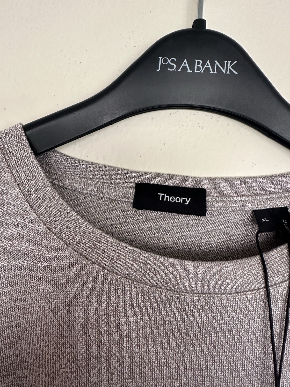 Theory Mens Textured Knit T-Shirt Sz XL Modal = Organic Gray Beige Texture gallery