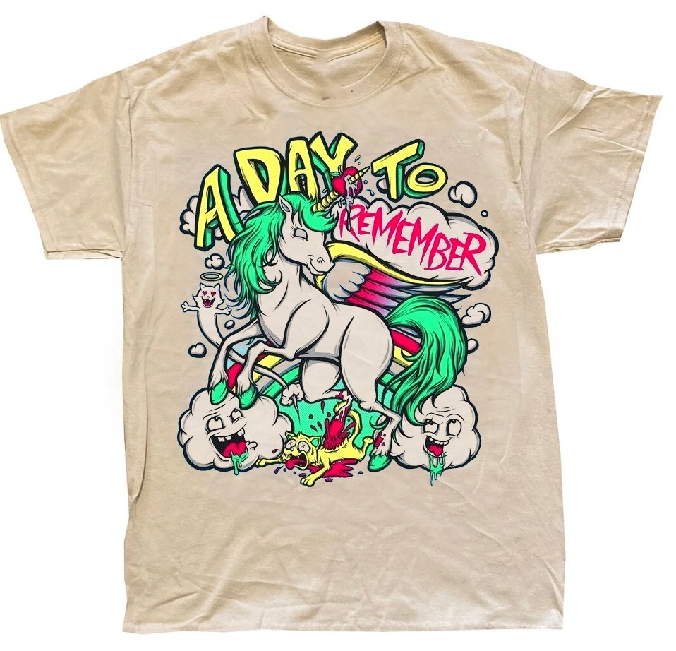 Vtg style A Day To Remember rock music short sleeve sand color shirt KV38736