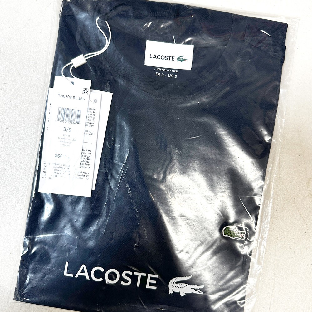 *NEW* Men Lacoste Crew Neck Pima Cotton Jersey T-shirts Navy (TH6709 166)
