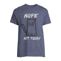 SMALL Nope Not Today Kitty Cat Blue Graphic T-Shirt