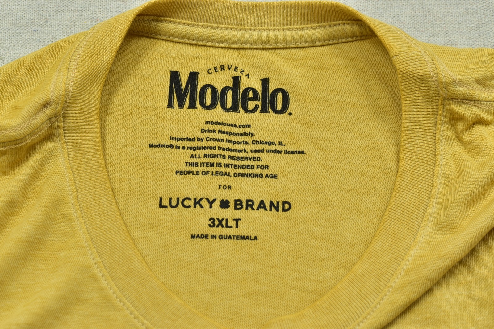 Lucky Brand Men's Modelo Luchador Yellow Short Sleeve Crew Neck Size 3XLT NEW gallery