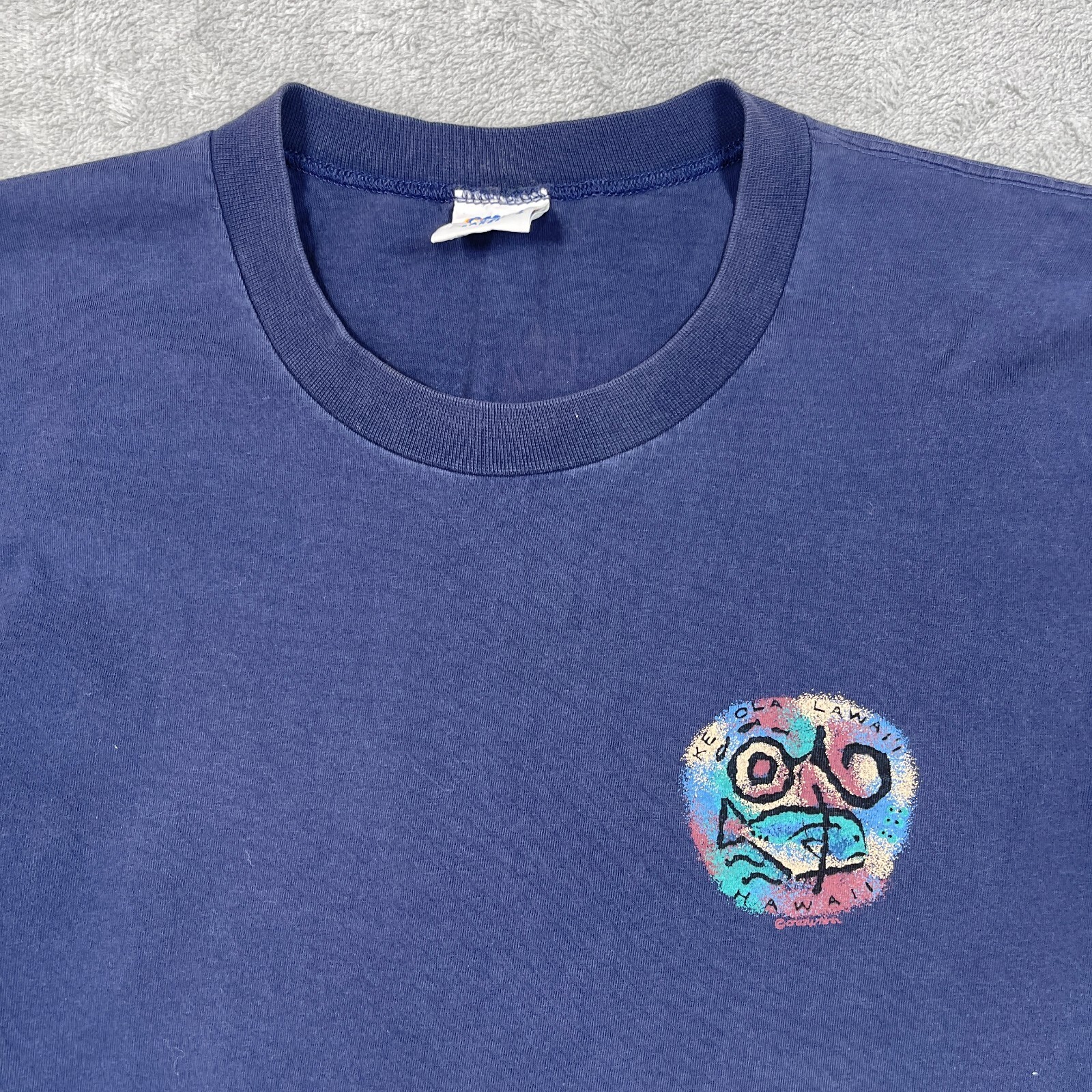 Vtg Crazy Hawaii T-Shirt Mens L Navy Fisherman Lives Forever Graphic Crew Neck gallery