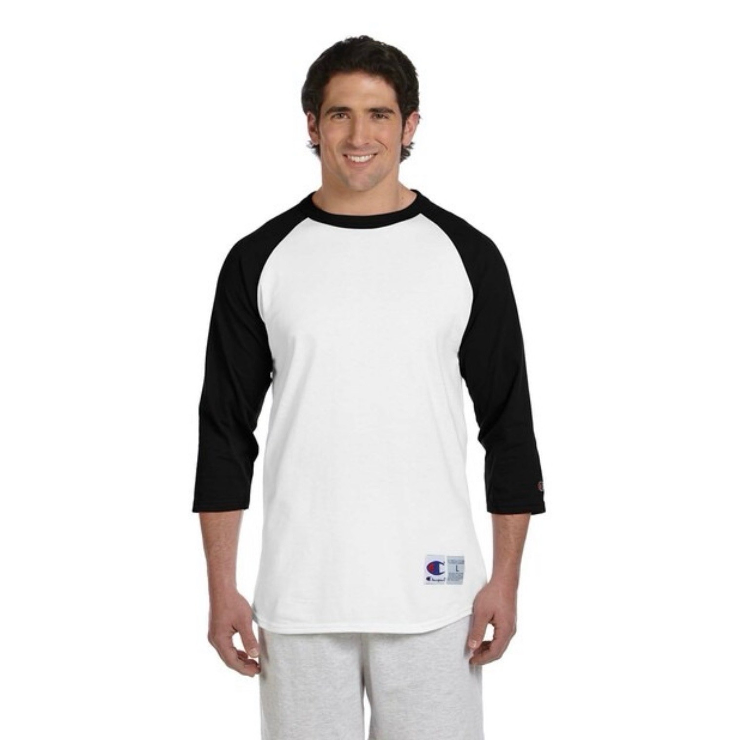 NWOT Unisex Champion Baseball Raglan - Small - White/Black gallery