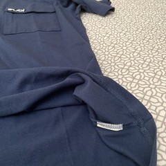 Eubi Shirt Men’s Large Single Pocket Tee Navy Blue T-Shirt Cotton Round Neck
