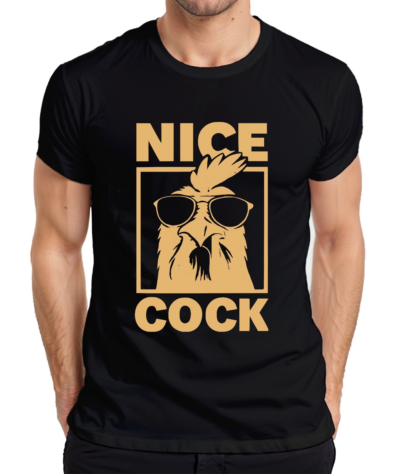 Nice Cock Funny Rooster Sunglasses Farm Gift Retro Mens T-Shirt gallery