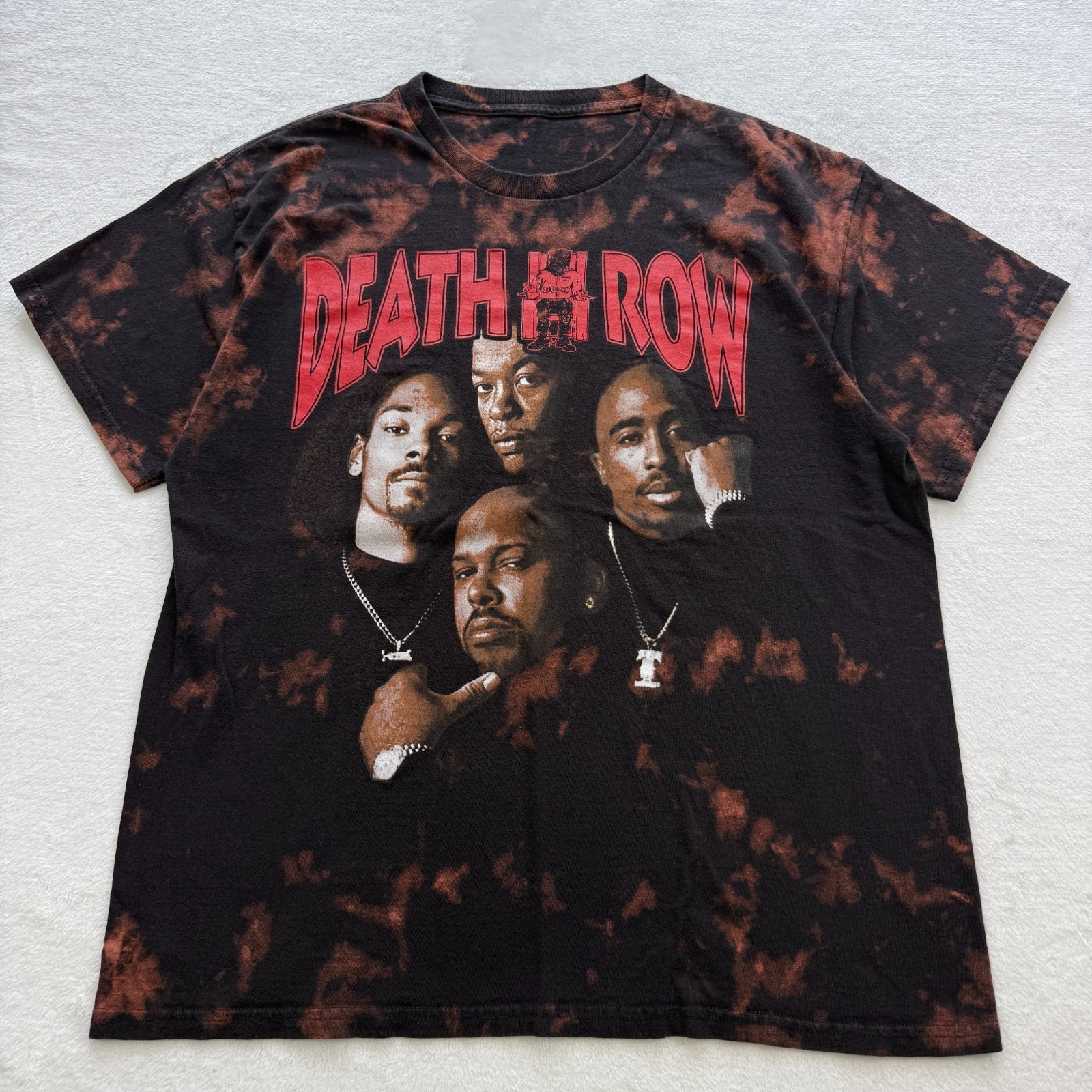 Vintage Style Death Row Records Tupac Rap Tee Bleach Tie Dye XL gallery